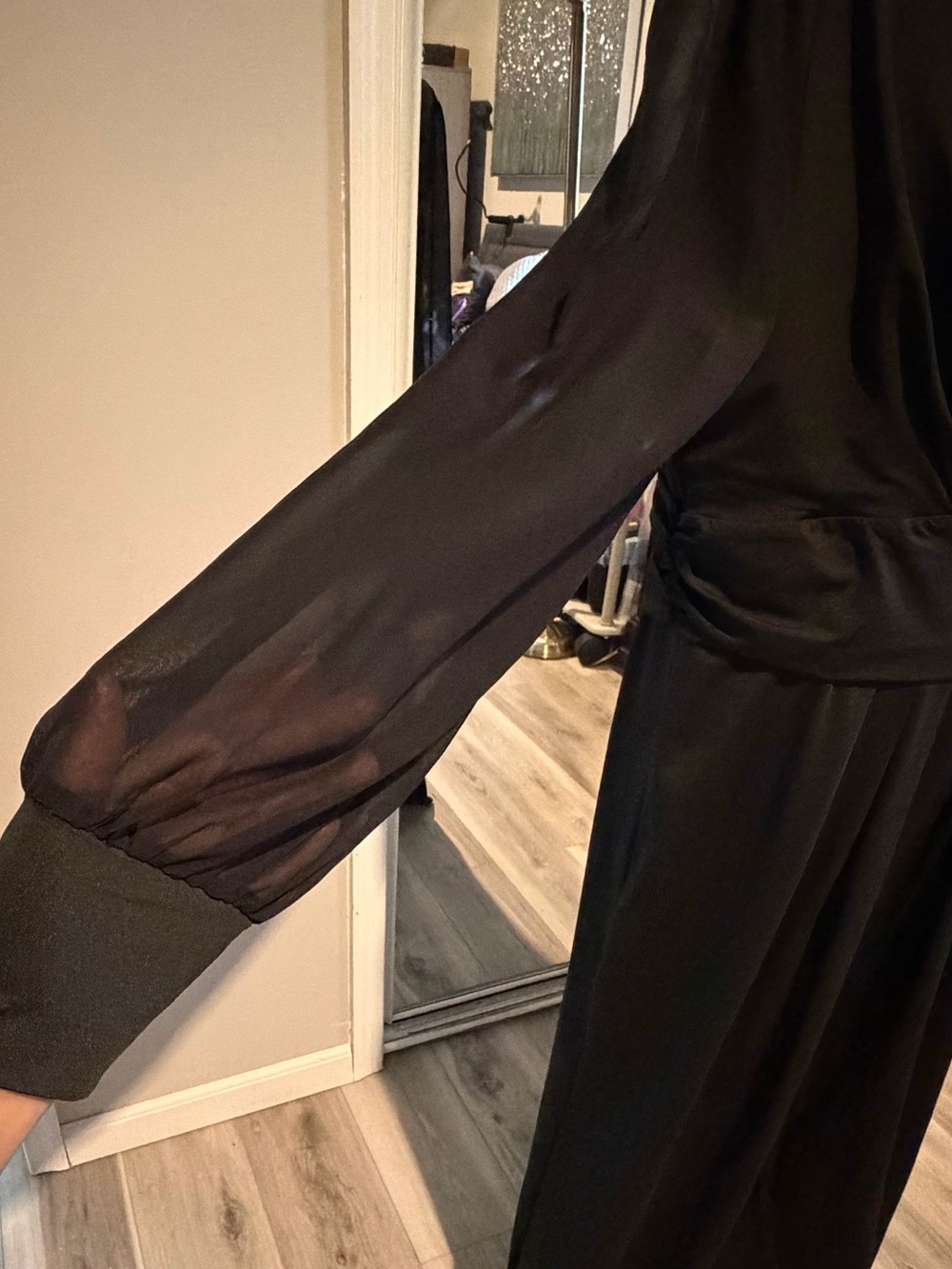 Black Long-Sleeve V-Neck Women's Jumpsuit/pants 2x - Picture 3 of 5